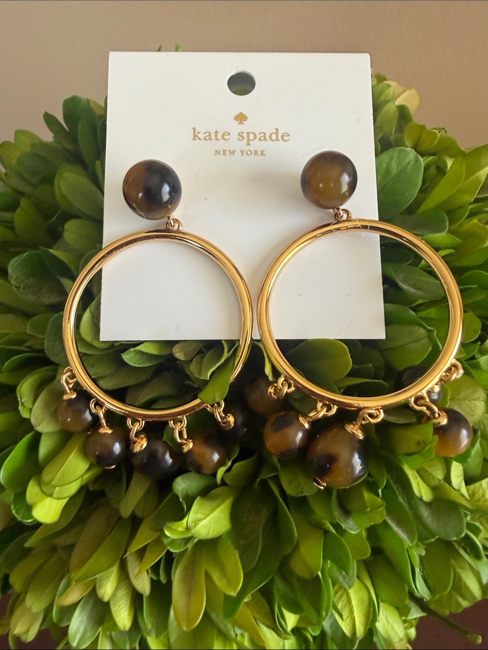 KATE SPADE ♠️ New York TORTOISE BAUBLE DROP HOOP EARRINGS 🌟NWT🌟 - Picture 6 of 15